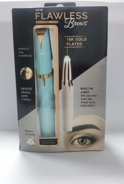LED eyebrow trimmer with 18K gold-plated head for painless shaping
