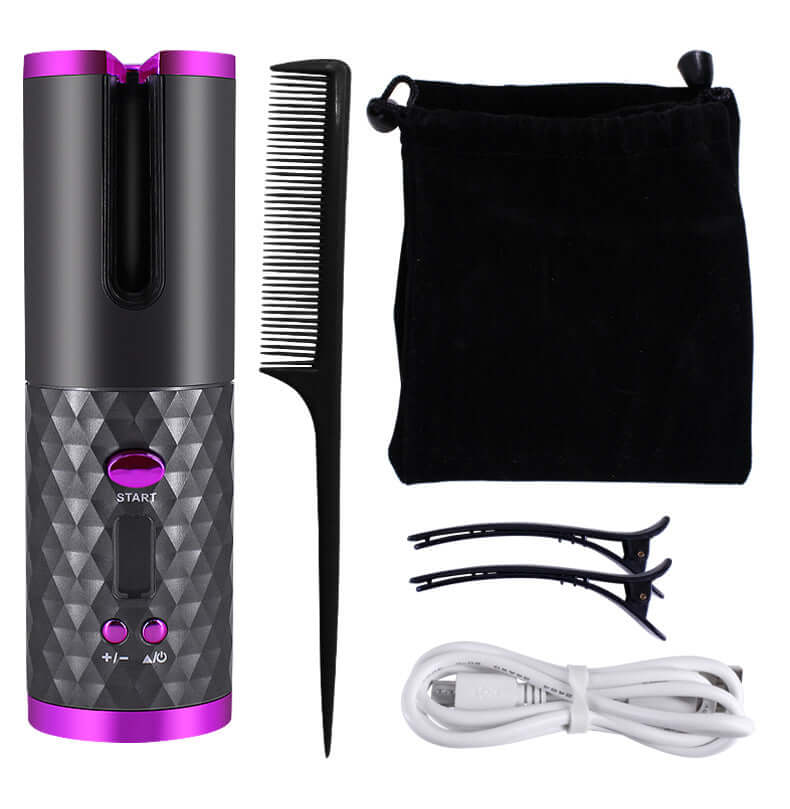 Cordless automatic hair curler creating perfect curls and waves