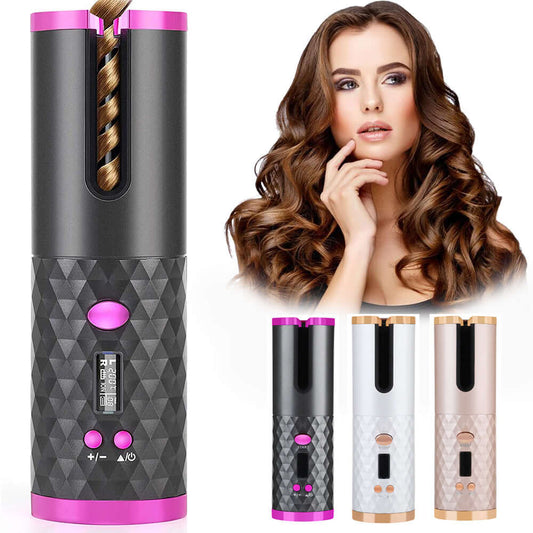 Cordless automatic hair curler creating perfect curls and waves